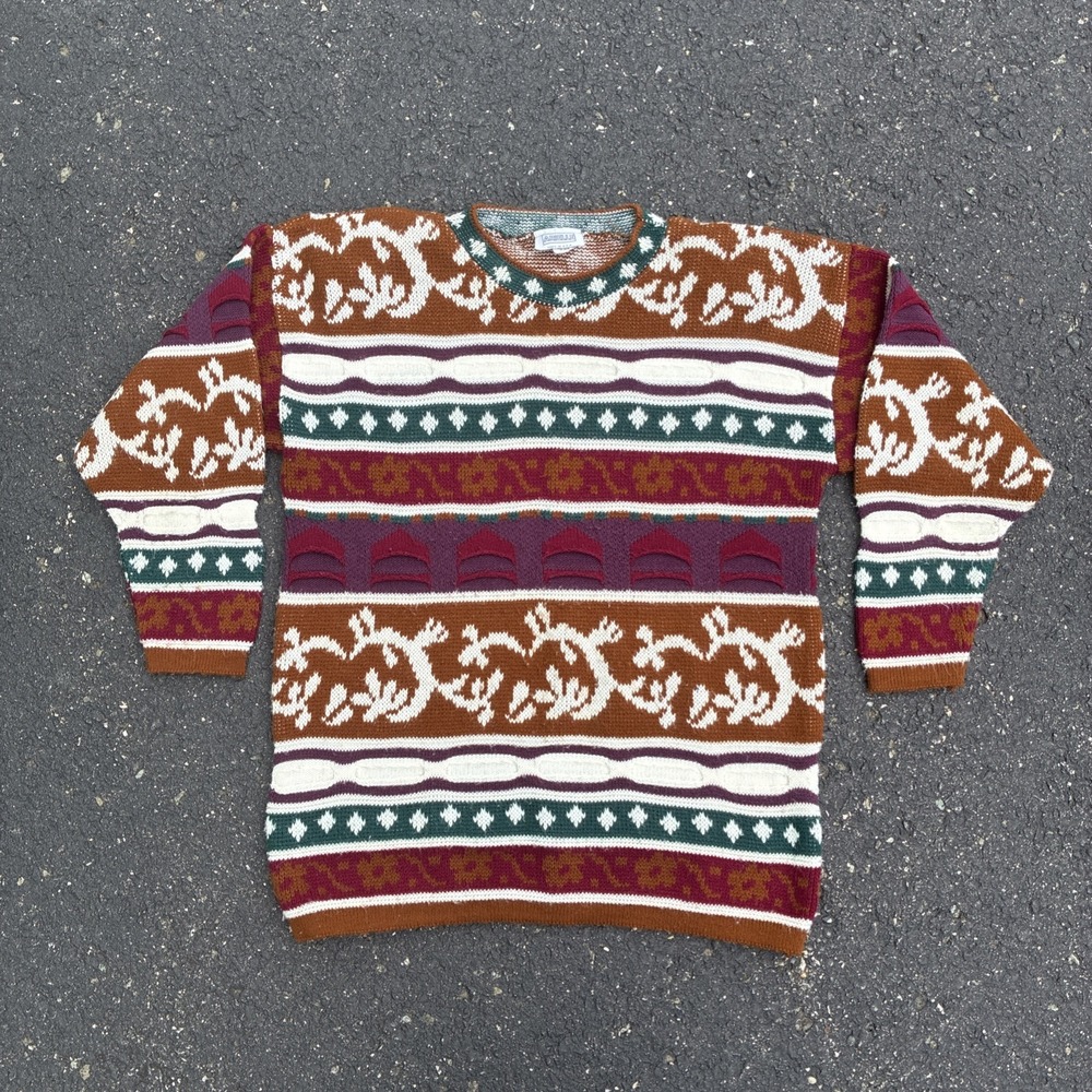 Vintage Arielle Sweater Womens Coogi Style Stripe Knit 80s -Measurement In Pics!